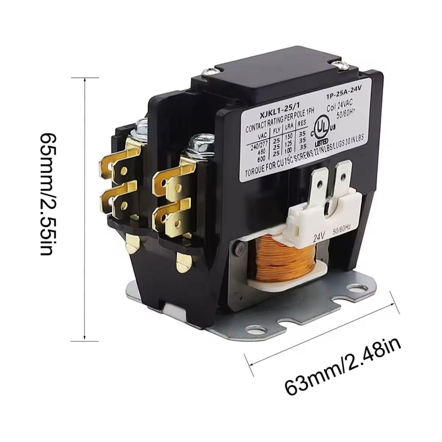 1 Poles FLA 25 Amp Coil VAC Air Conditioner Condenser Compressor Contactor, AC Definite Purpose Contactor for HVAC Systems, Industrial Applications