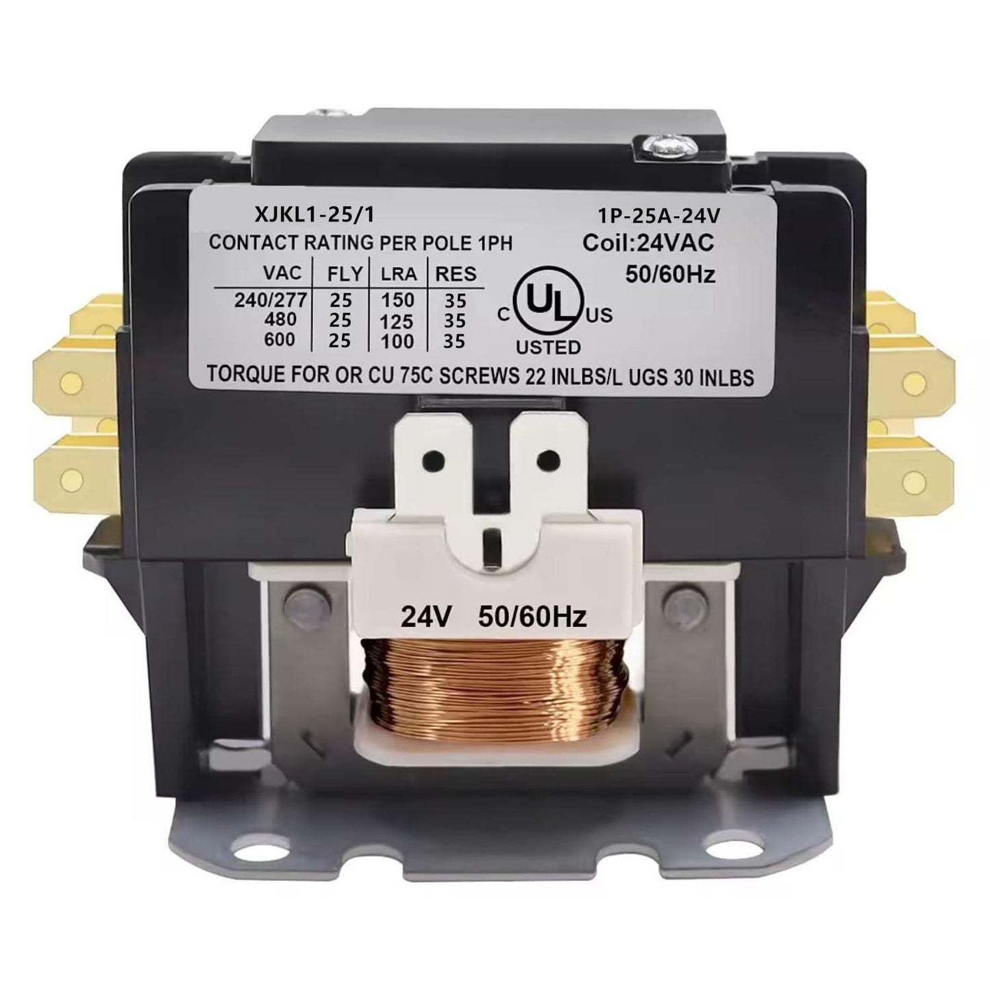 1 Poles FLA 25 Amp Coil VAC Air Conditioner Condenser Compressor Contactor, AC Definite Purpose Contactor for HVAC Systems, Industrial Applications