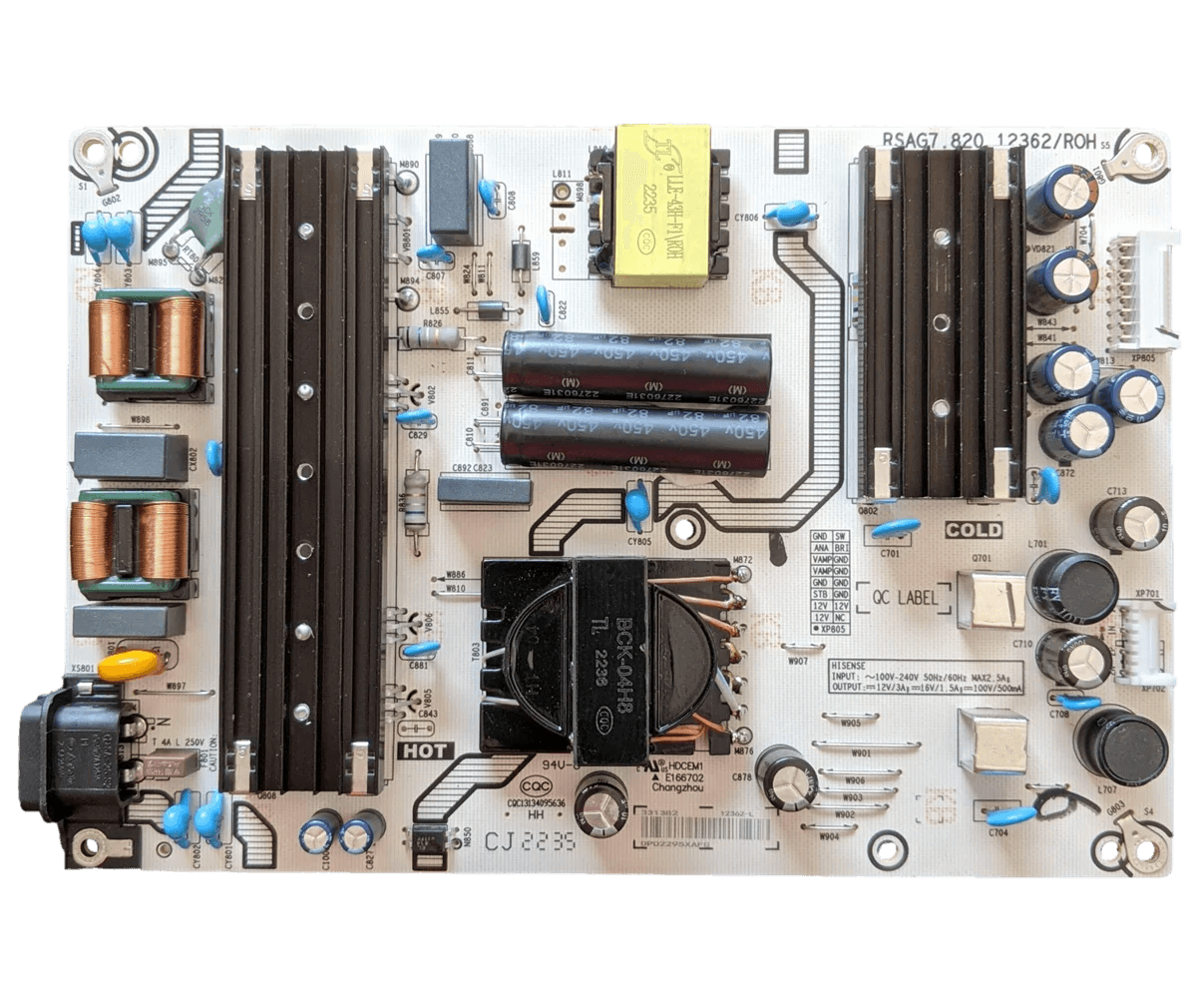 Alimentation universelle pour téléviseur Hisense, RSAG7.820.12362/ROH, 65R6E4, 65A65H, 65C350LU