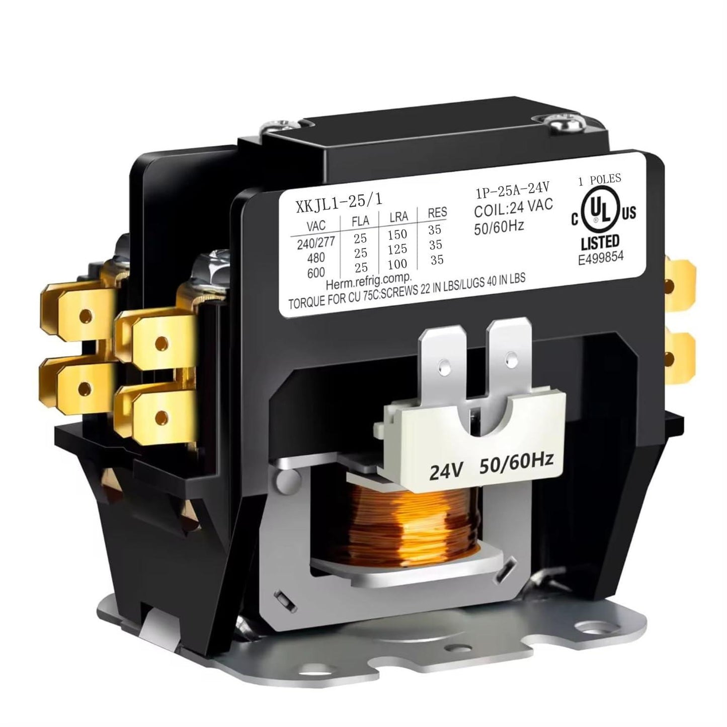 1 Poles FLA 25 Amp Coil VAC Air Conditioner Condenser Compressor Contactor, AC Definite Purpose Contactor for HVAC Systems, Industrial Applications