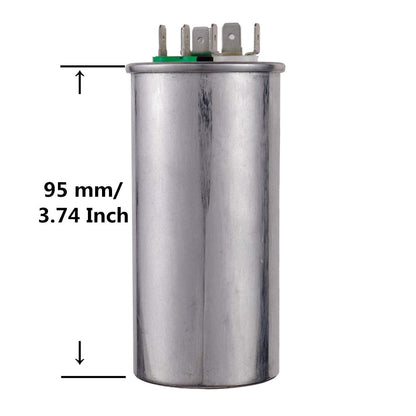 Condensateur de démarrage circulaire à double course 45 + 5uF 45/5MFD ± 6% 370V CBB65 pour le fonctionnement du moteur à courant alternatif ou le démarrage du ventilateur ou le condensateur droit 