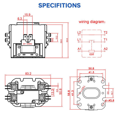 1 Poles FLA 30 Amp Coil 24 VAC Air Conditioner Condenser Compressor Contactor AC Definite Purpose Contactor, Refrigeration Systems