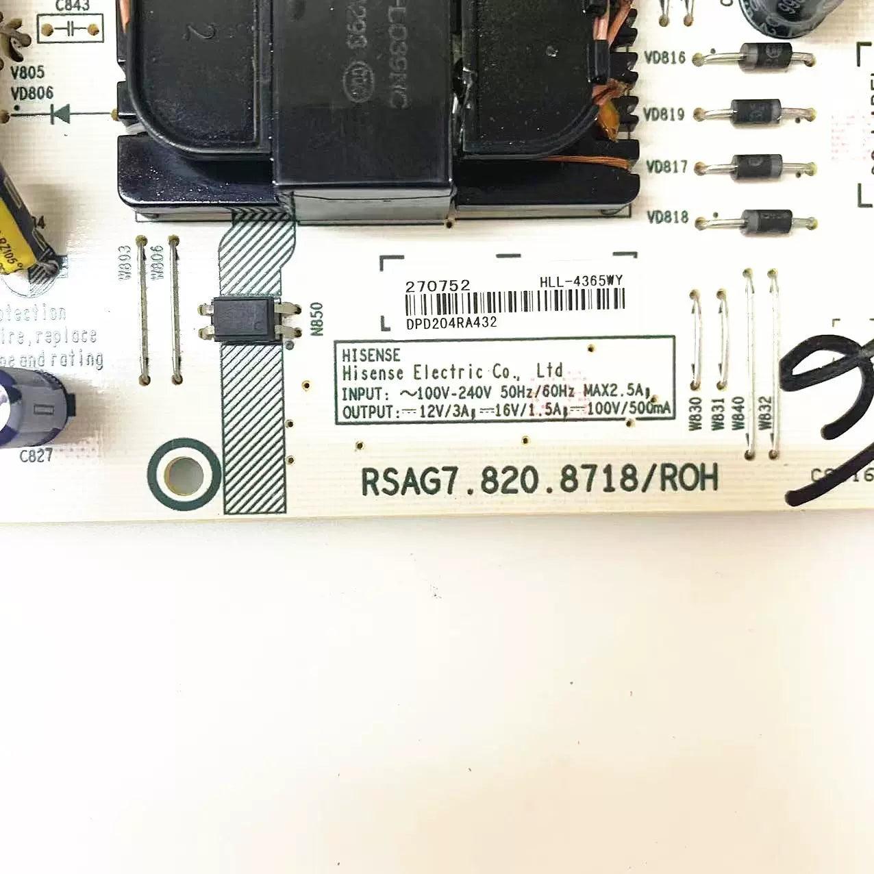 Alimentation universelle pour téléviseur Hisense, RSAG7.820.8718/ROH, HLL-4365WK, 65S425, 65R6E3