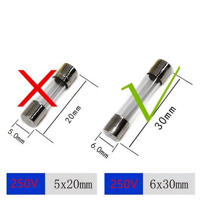 6x30mm 0.24x1.18 inch F0.5AL- F20AL 250V Fast-Blow Glass Fuses, Pack of 20